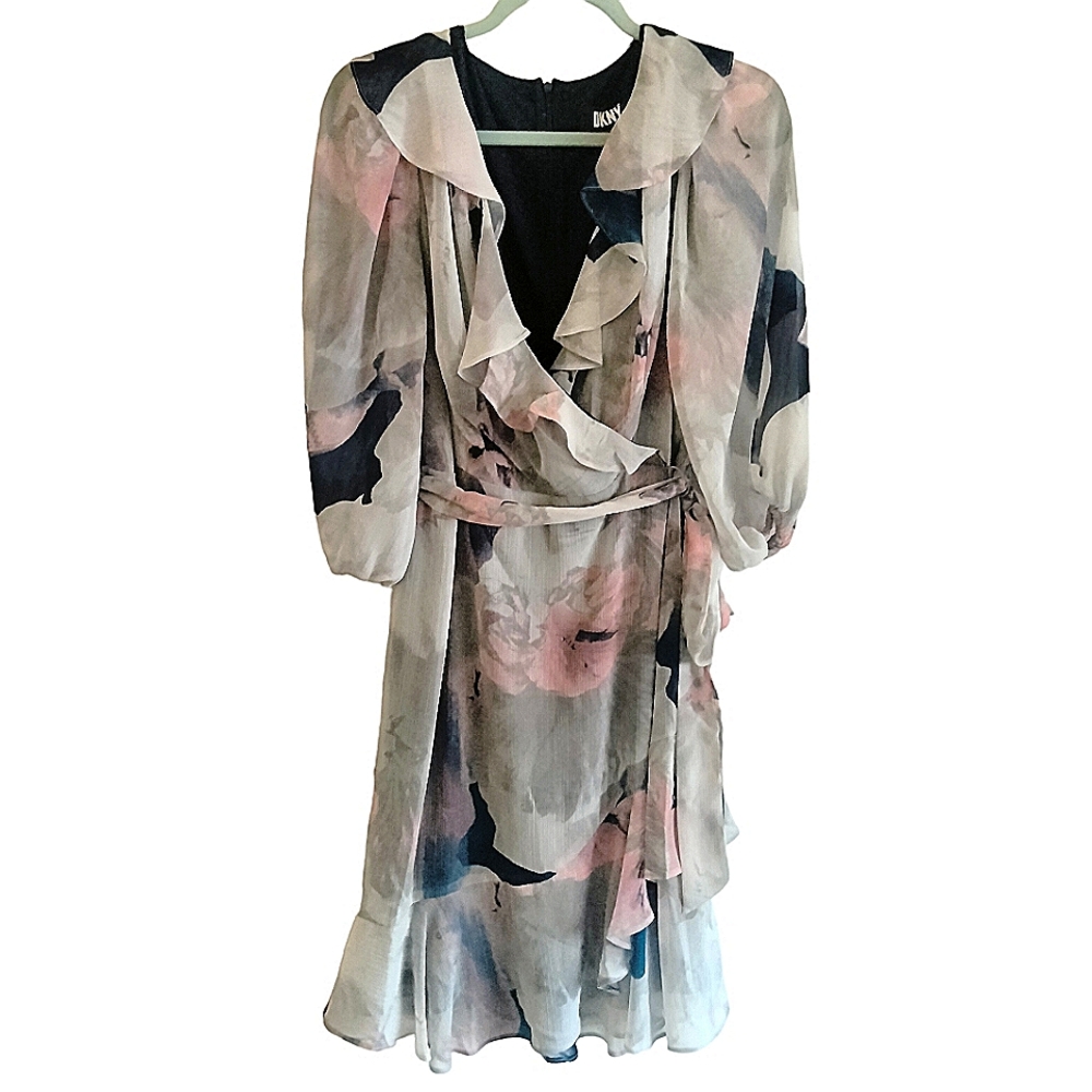 NWT DKNY Dress Gray Blue Pink Size 12